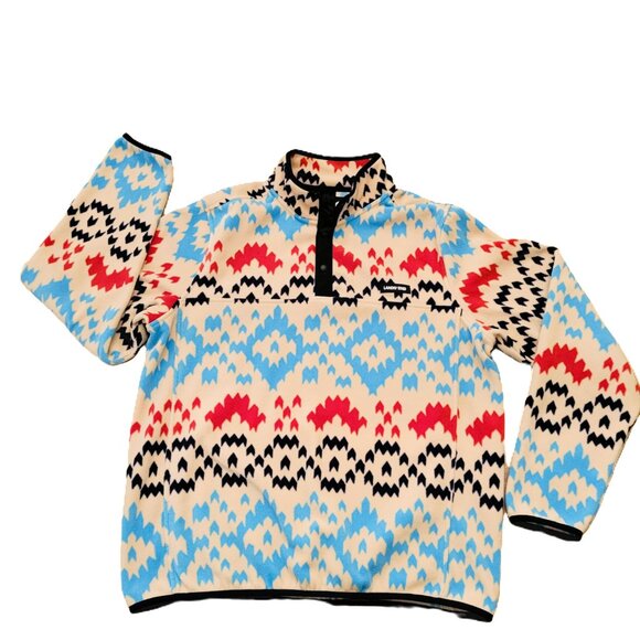 Lands' End Heritage Men's L 42-44 Fleece Jacket 1/4 Snap Neck Print Pullover - Picture 1 of 7